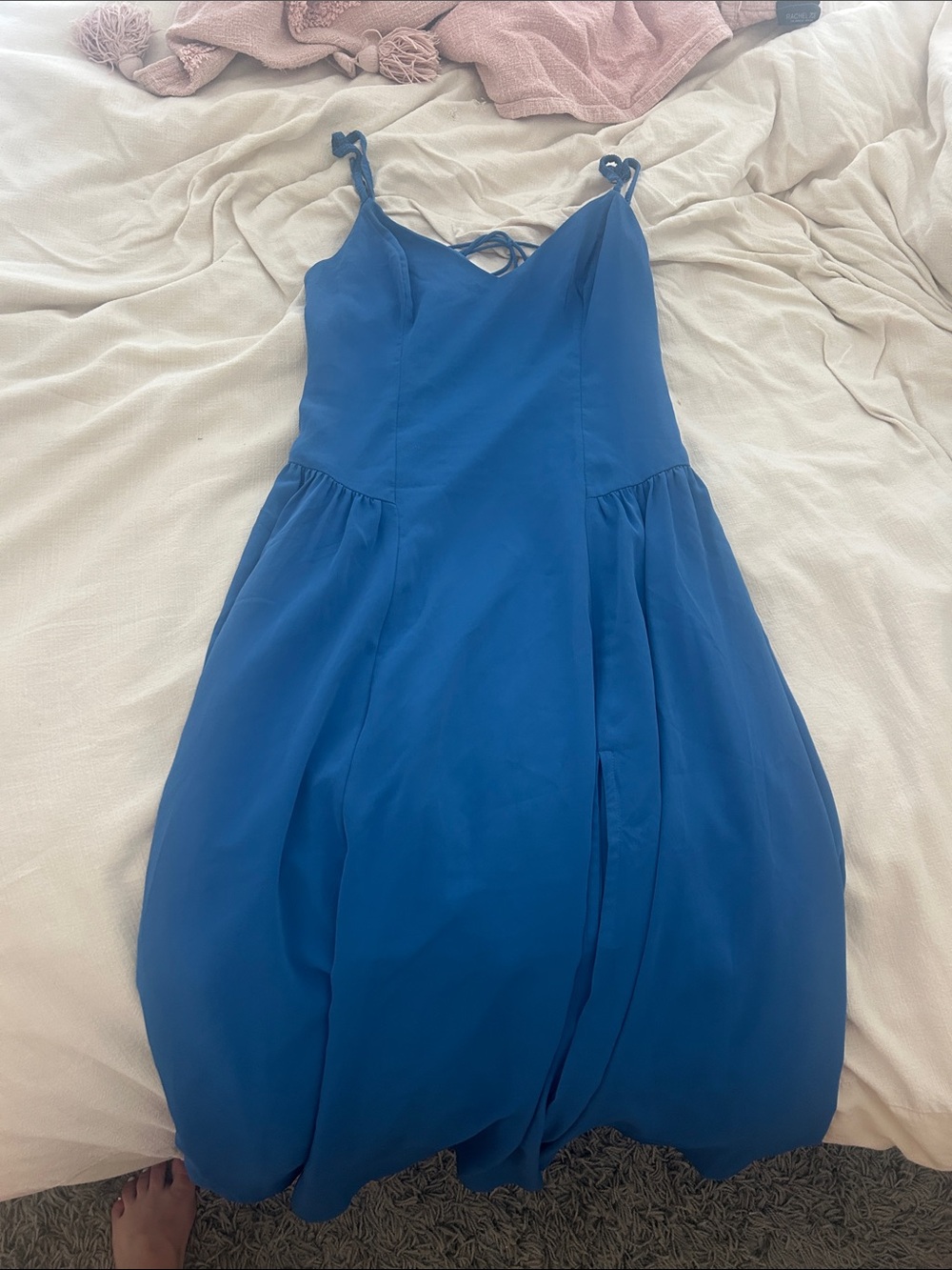Abercrombie & Fitch Cobalt Blue Midi Tie-Strap Dress